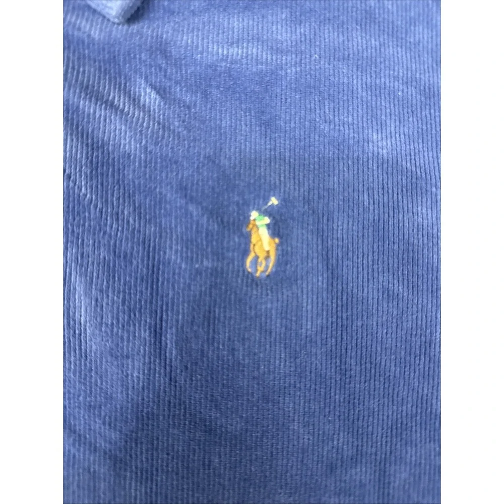 Polo Ralph Lauren Mens Navy Blue Knit Corduroy Quarter Zip Pullover Size XL READ